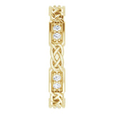 14K Gold Round Natural Diamond Celtic-Inspired Eternity Band – 1.5 mm Stones - Yellow Gold - view 4