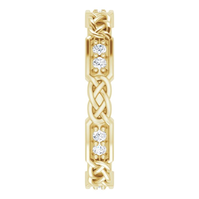 14K Gold Round Natural Diamond Celtic-Inspired Eternity Band – 1.5 mm Stones - Yellow Gold - view 4