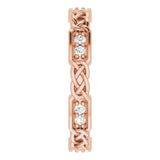 14K Gold Round Natural Diamond Celtic-Inspired Eternity Band – 1.5 mm Stones - Rose Gold - view 4