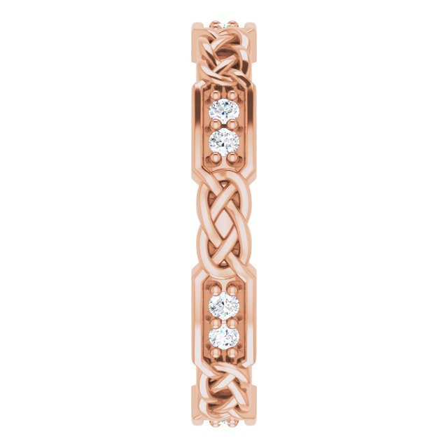 14K Gold Round Natural Diamond Celtic-Inspired Eternity Band – 1.5 mm Stones - Rose Gold - view 4