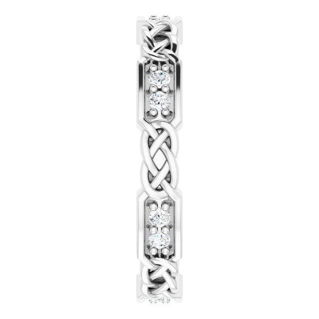 Platinum Round Natural Diamond Celtic-Inspired Eternity Band – 1.5 mm Stones - view 4