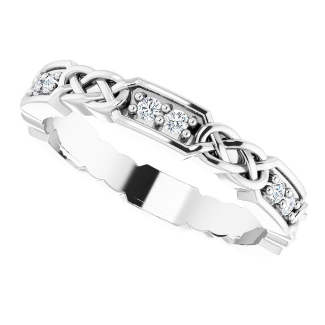 Platinum Round Natural Diamond Celtic-Inspired Eternity Band – 1.5 mm Stones - view 5