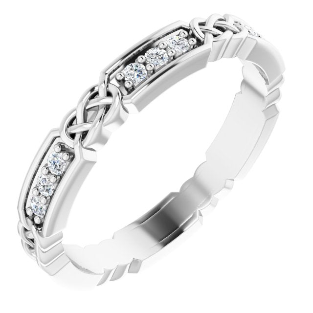 Platinum Round Natural Diamond Celtic-Inspired Eternity Band – 1.5 mm Stones