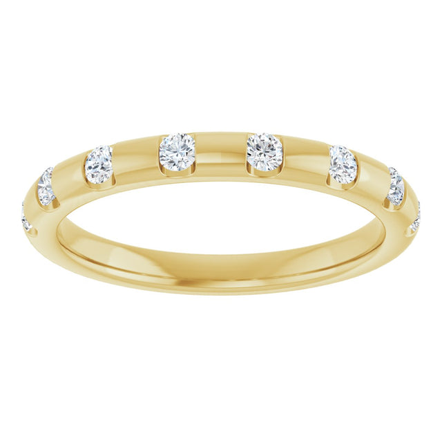 14K Gold Round Natural Diamond Channel-Set Anniversary Band – 1/4 CTW - Yellow Gold - view 3