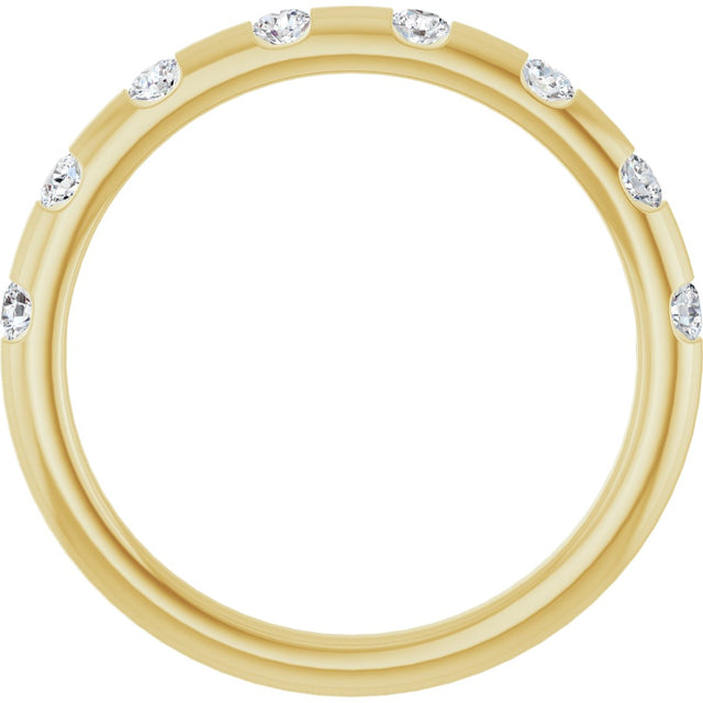 14K Gold Round Natural Diamond Channel-Set Anniversary Band – 1/4 CTW - Yellow Gold - view 2
