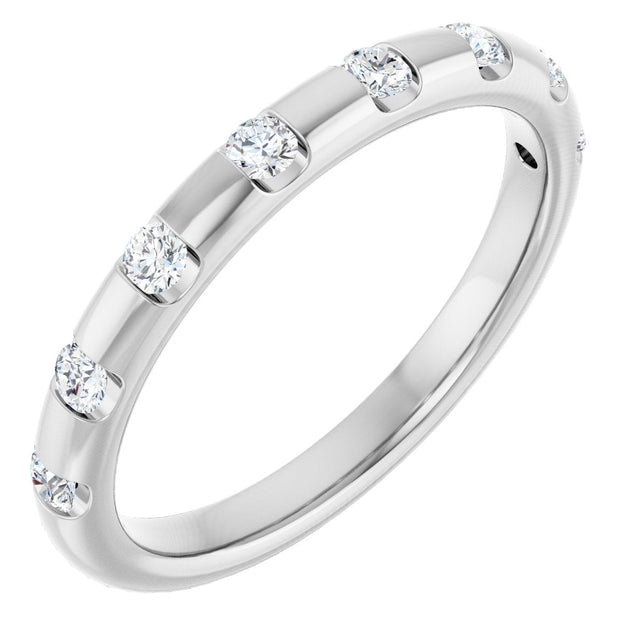 Platinum Round Natural Diamond Channel-Set Anniversary Band – 1/4 CTW