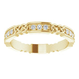 14K Gold Round Natural Diamond Celtic-Inspired Eternity Band – 1.5 mm Stones - Yellow Gold - view 3