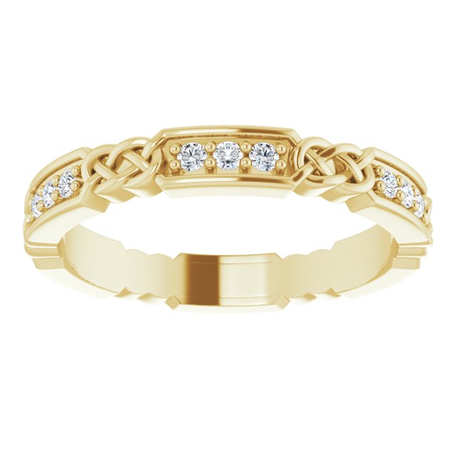 14K Gold Round Natural Diamond Celtic-Inspired Eternity Band – 1.5 mm Stones - Yellow Gold - view 3