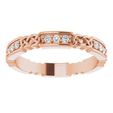 14K Gold Round Natural Diamond Celtic-Inspired Eternity Band – 1.5 mm Stones - Rose Gold - view 3