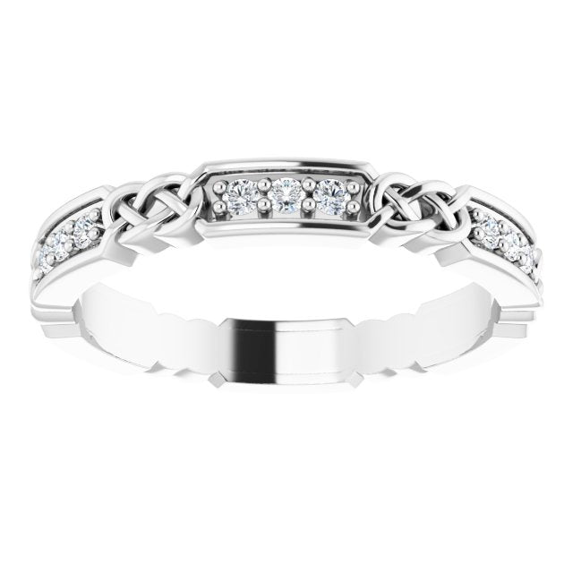 Platinum Round Natural Diamond Celtic-Inspired Eternity Band – 1.5 mm Stones - view 3