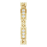 14K Gold Round Natural Diamond Celtic-Inspired Eternity Band – 1.5 mm Stones - Yellow Gold - view 4