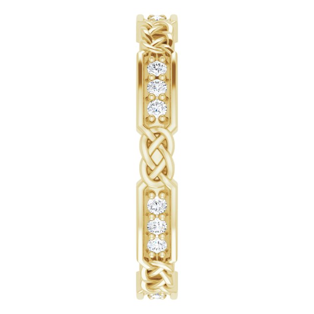 14K Gold Round Natural Diamond Celtic-Inspired Eternity Band – 1.5 mm Stones - Yellow Gold - view 4