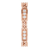14K Gold Round Natural Diamond Celtic-Inspired Eternity Band – 1.5 mm Stones - Rose Gold - view 4