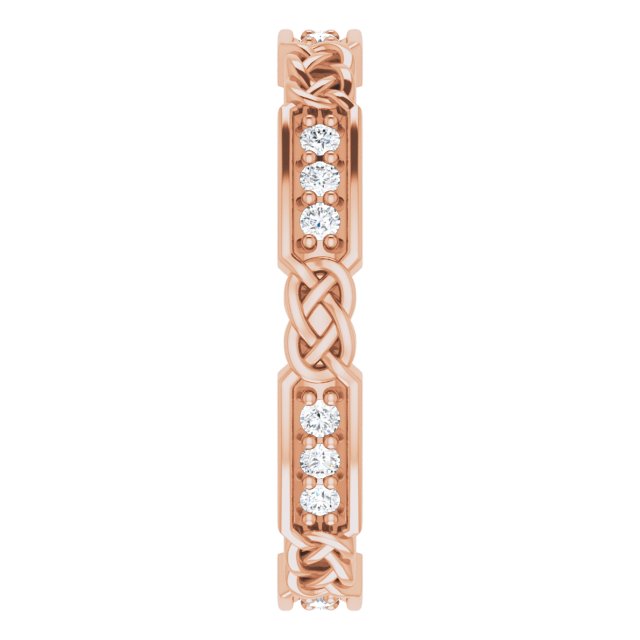 14K Gold Round Natural Diamond Celtic-Inspired Eternity Band – 1.5 mm Stones - Rose Gold - view 4