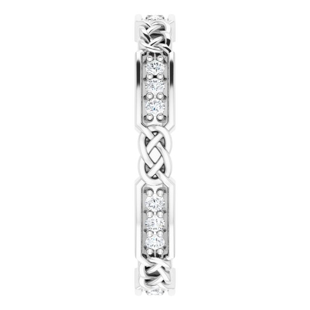 Platinum Round Natural Diamond Celtic-Inspired Eternity Band – 1.5 mm Stones - view 4