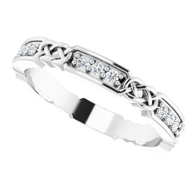 Platinum Round Natural Diamond Celtic-Inspired Eternity Band – 1.5 mm Stones - view 5