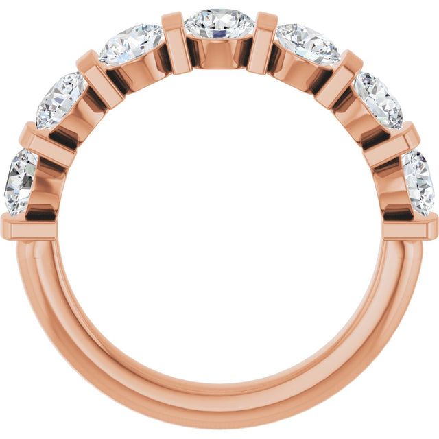 10K Gold Round Natural Diamond Bar Channel-Set Anniversary Band – 1 5/8 CTW - Rose Gold - view 2
