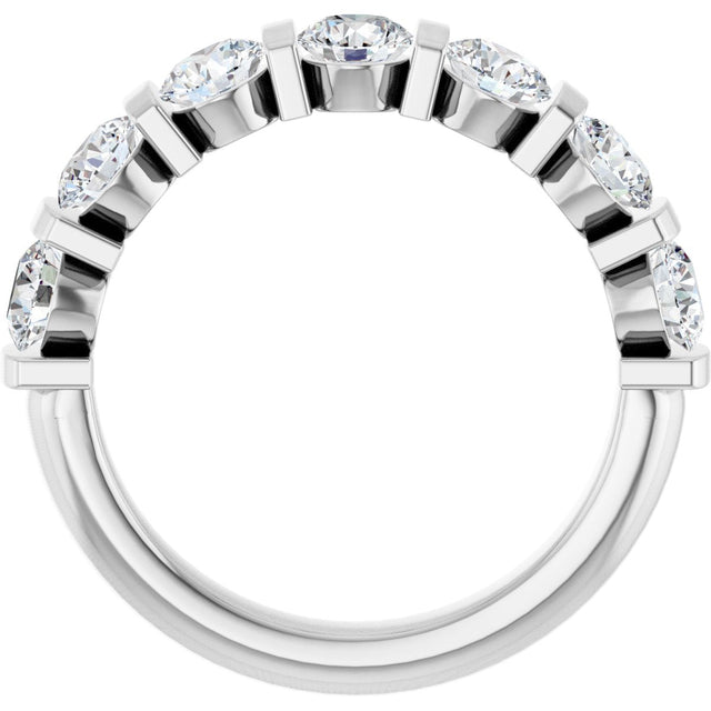 Platinum Round Lab-Grown Diamond Bar Channel-Set Anniversary Band – 4 mm Stones - view 4