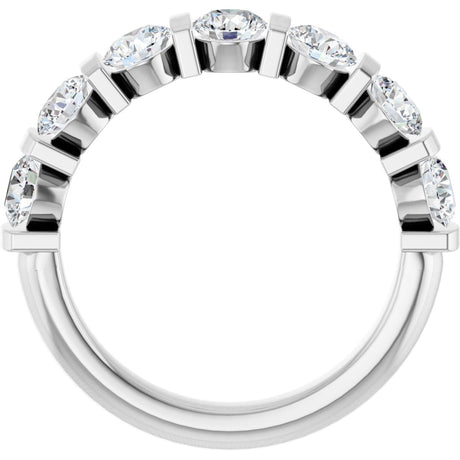 Platinum Round Natural Diamond Bar Channel-Set Anniversary Band – 4 mm Stones - view 2