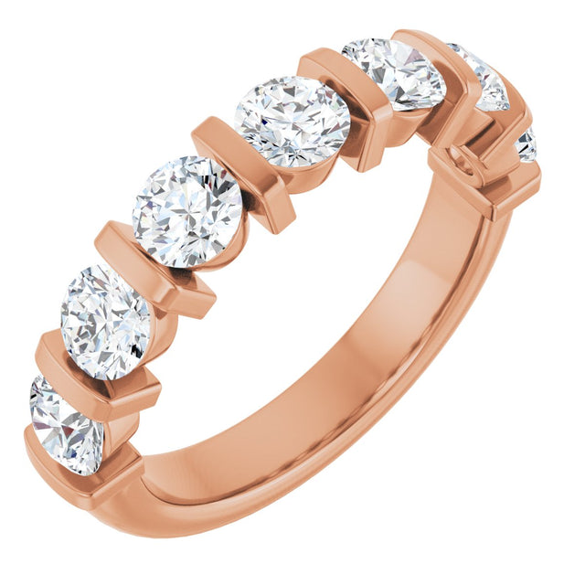 10K Gold Round Natural Diamond Bar Channel-Set Anniversary Band – 1 5/8 CTW - Rose Gold