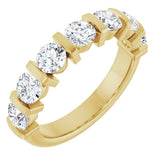 14K Gold Round Natural Diamond Bar Channel-Set Anniversary Band – 4 mm Stones - Yellow Gold