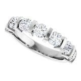 10K Gold Round Lab-Grown Diamond Bar Channel-Set Anniversary Band – 1 5/8 CTW - White Gold - view 5