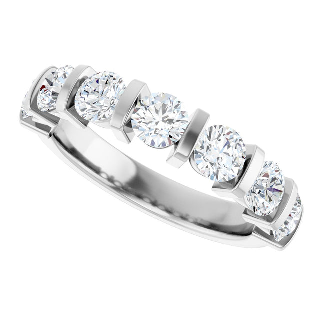 Platinum Round Natural Diamond Bar Channel-Set Anniversary Band – 4 mm Stones - view 5
