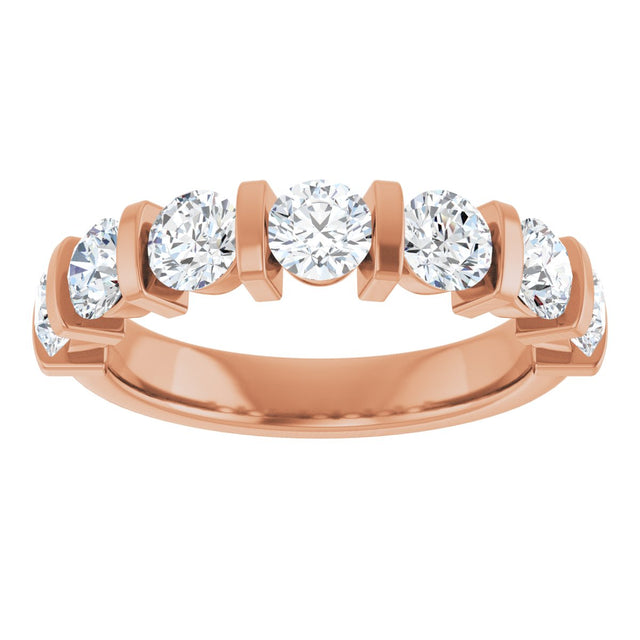 10K Gold Round Lab-Grown Diamond Bar Channel-Set Anniversary Band – 1 5/8 CTW - Rose Gold - view 3