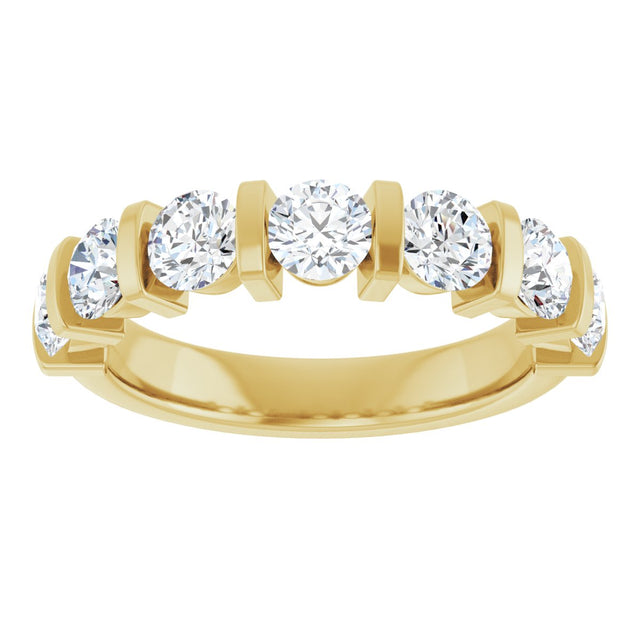 10K Gold Round Lab-Grown Diamond Bar Channel-Set Anniversary Band – 1 5/8 CTW - Yellow Gold - view 3