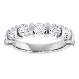 10K Gold Round Natural Diamond Bar Channel-Set Anniversary Band – 1 5/8 CTW - White Gold - view 3