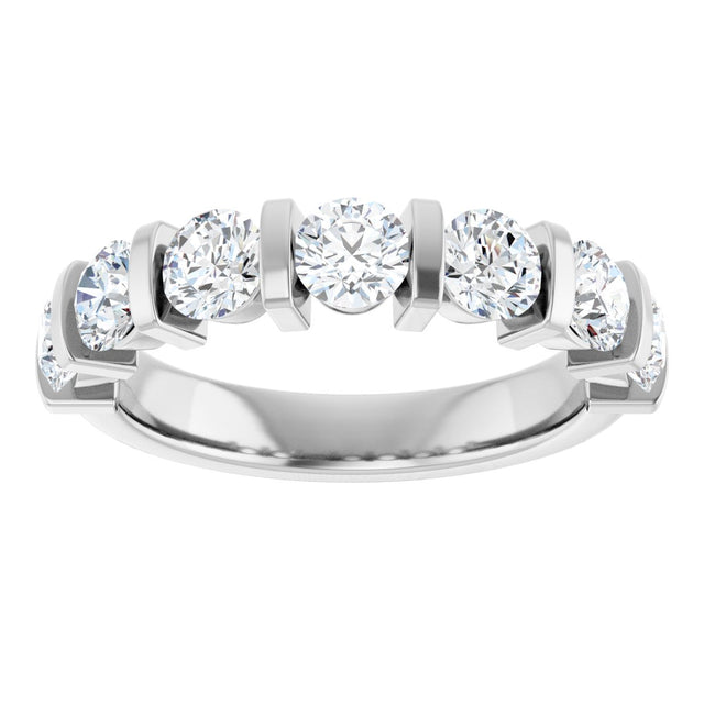 10K Gold Round Lab-Grown Diamond Bar Channel-Set Anniversary Band – 1 5/8 CTW - White Gold - view 3