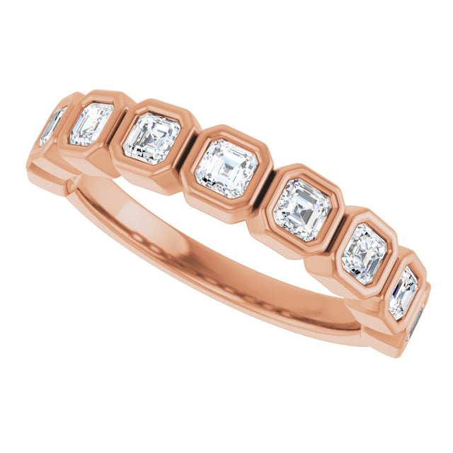 14K Gold Asscher Lab-Grown Diamond Bezel-Set Anniversary Band – 2.5x2.5 mm Stones - Rose Gold - view 5