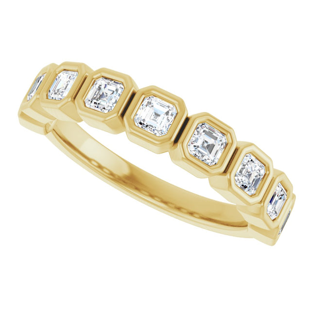 14K Gold Asscher Lab-Grown Diamond Bezel-Set Anniversary Band – 2.5x2.5 mm Stones - Yellow Gold - view 5
