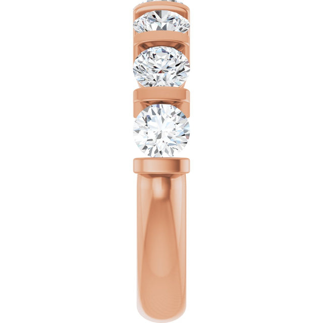 10K Gold Round Lab-Grown Diamond Bar Channel-Set Anniversary Band – 1 5/8 CTW - Rose Gold - view 4
