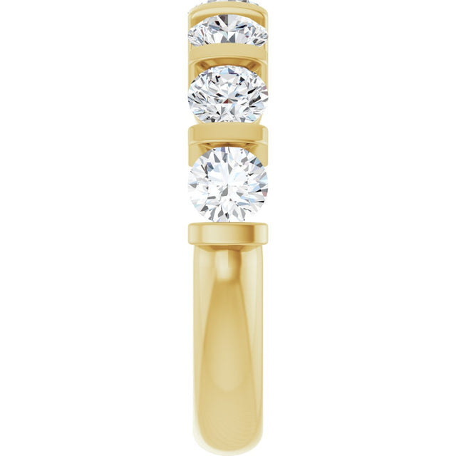 10K Gold Round Natural Diamond Bar Channel-Set Anniversary Band – 1 5/8 CTW - Yellow Gold - view 4