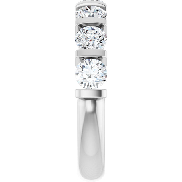 10K Gold Round Natural Diamond Bar Channel-Set Anniversary Band – 1 5/8 CTW - White Gold - view 4