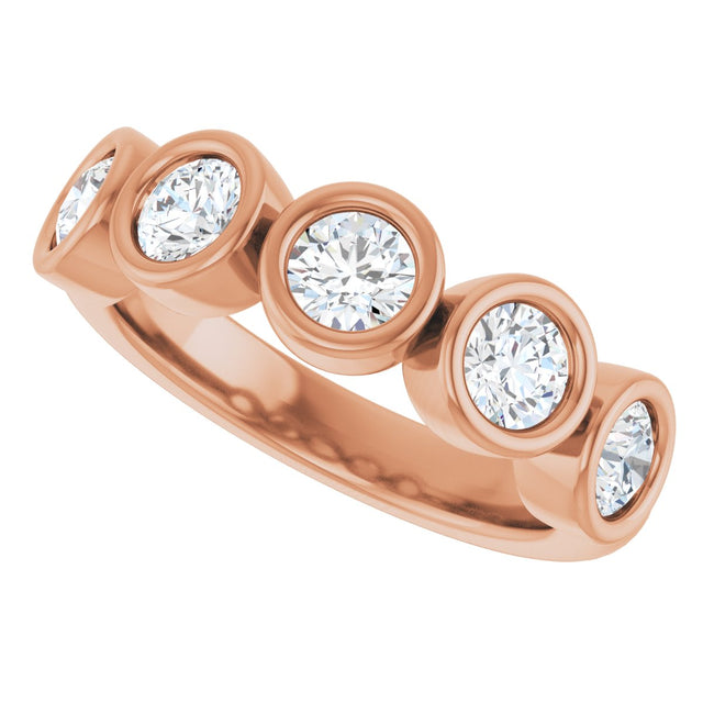 10K Gold Round Lab-Grown Diamond Bezel-Set Anniversary Band – 1–1 1/3 CTW - Rose Gold - view 5