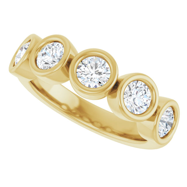 10K Gold Round Lab-Grown Diamond Bezel-Set Anniversary Band – 1–1 1/3 CTW - Yellow Gold - view 5