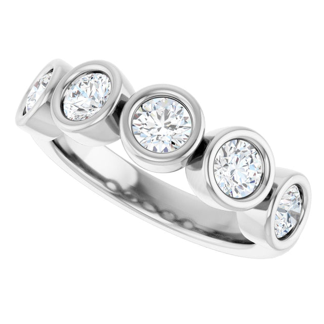 Platinum Round Natural Diamond Bezel-Set Anniversary Band – .07–1 1/2 CTW - view 5