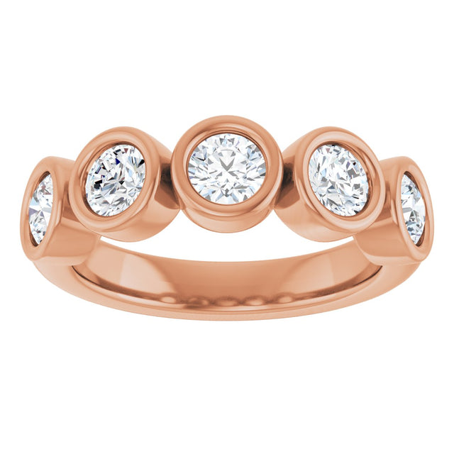 10K Gold Round Lab-Grown Diamond Bezel-Set Anniversary Band – 1–1 1/3 CTW - Rose Gold - view 3