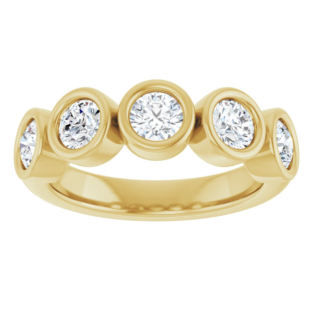 14K Gold Round Lab-Grown Diamond Bezel-Set Anniversary Band – 1–1 1/3 CTW - Yellow Gold - view 3