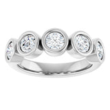 10K Gold Round Lab-Grown Diamond Bezel-Set Anniversary Band – 1–1 1/3 CTW - White Gold - view 3