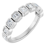14K Gold Asscher Lab-Grown Diamond Bezel-Set Anniversary Band – 2.5x2.5 mm Stones - White Gold