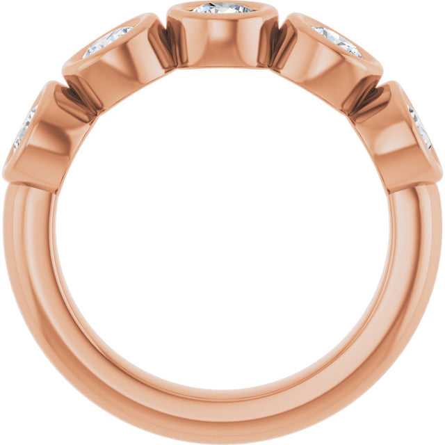 10K Gold Round Lab-Grown Diamond Bezel-Set Anniversary Band – 1–1 1/3 CTW - Rose Gold - view 2