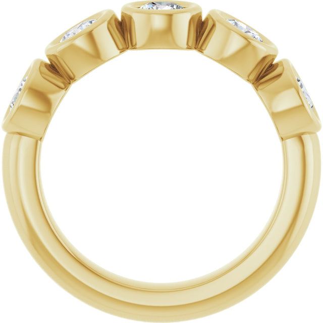 10K Gold Round Lab-Grown Diamond Bezel-Set Anniversary Band – 1–1 1/3 CTW - Yellow Gold - view 2