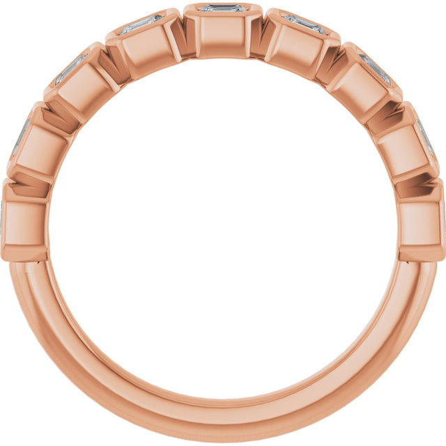 14K Gold Asscher Lab-Grown Diamond Bezel-Set Anniversary Band – 2.5x2.5 mm Stones - Rose Gold - view 2