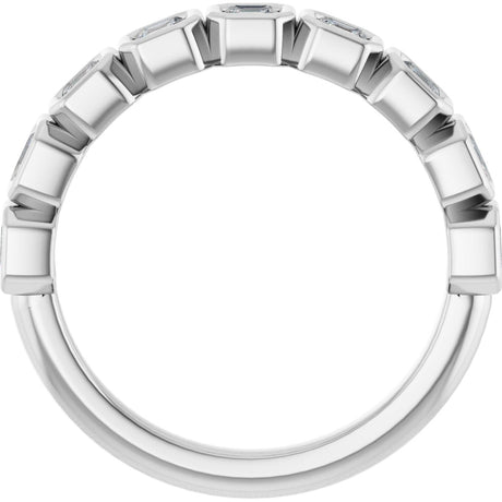 Platinum Asscher Lab-Grown Diamond Bezel-Set Anniversary Band – 2.5x2.5 mm Stones - view 2