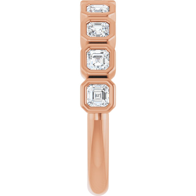 14K Gold Asscher Lab-Grown Diamond Bezel-Set Anniversary Band – 2.5x2.5 mm Stones - Rose Gold - view 4