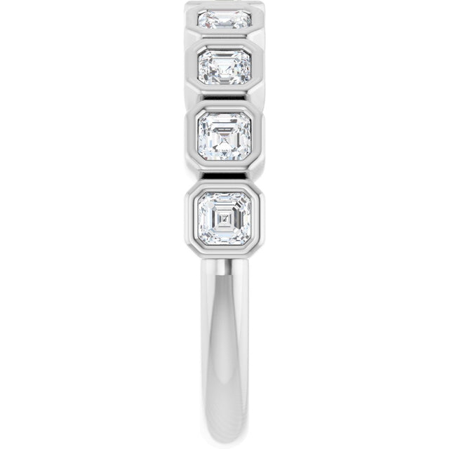 Platinum Asscher Lab-Grown Diamond Bezel-Set Anniversary Band – 2.5x2.5 mm Stones - view 4