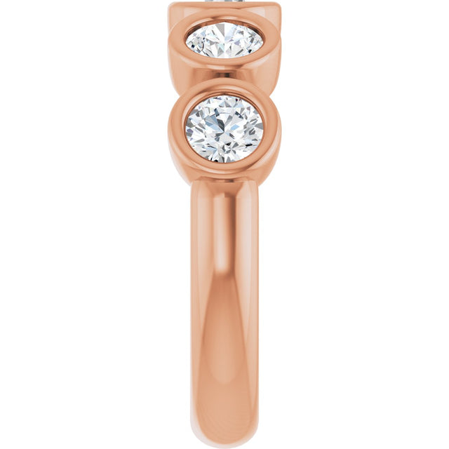 14K Gold Round Lab-Grown Diamond Bezel-Set Anniversary Band – 1–1 1/3 CTW - Rose Gold - view 4
